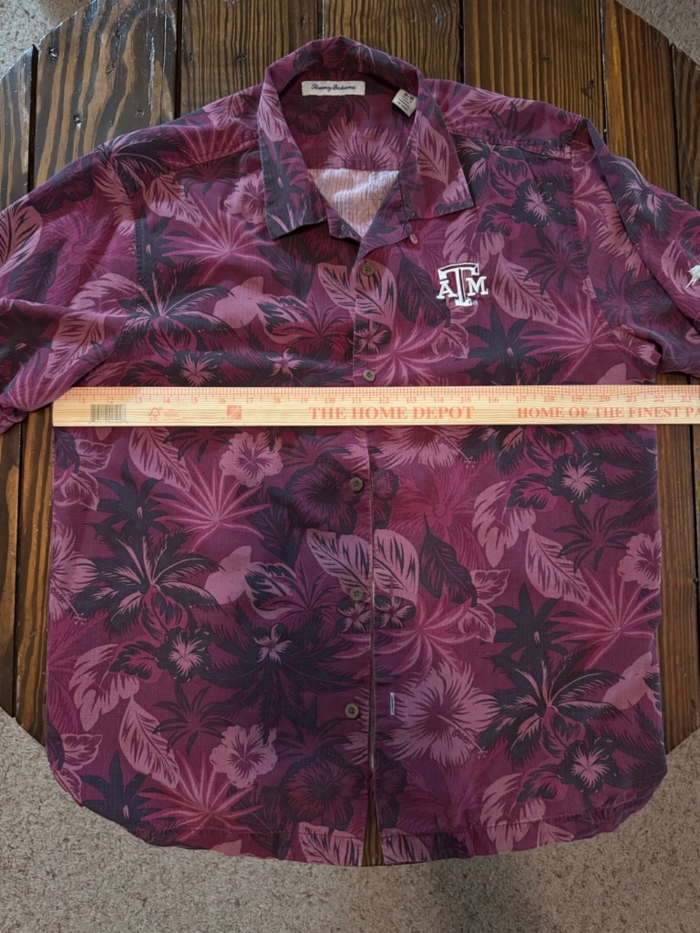 Tommy Bahama Texas A& M Maroon tropical Floral Short-Sleeve Camp Shirt